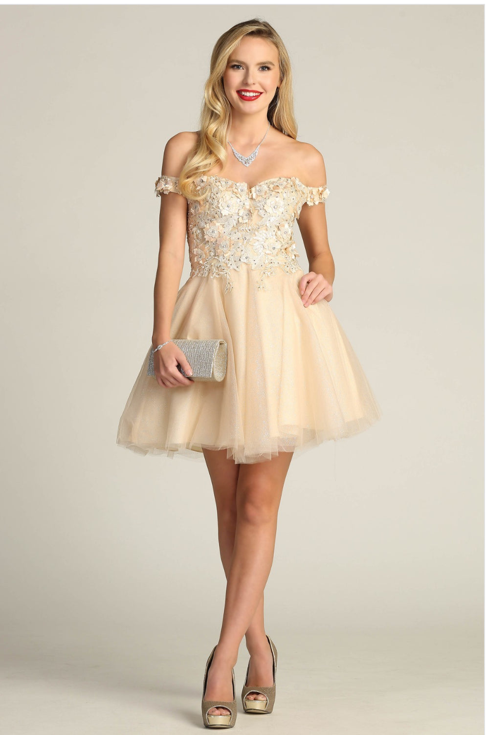Chicas C315 Floor-Length Long Short Strappy Chic Style Fabric Dress