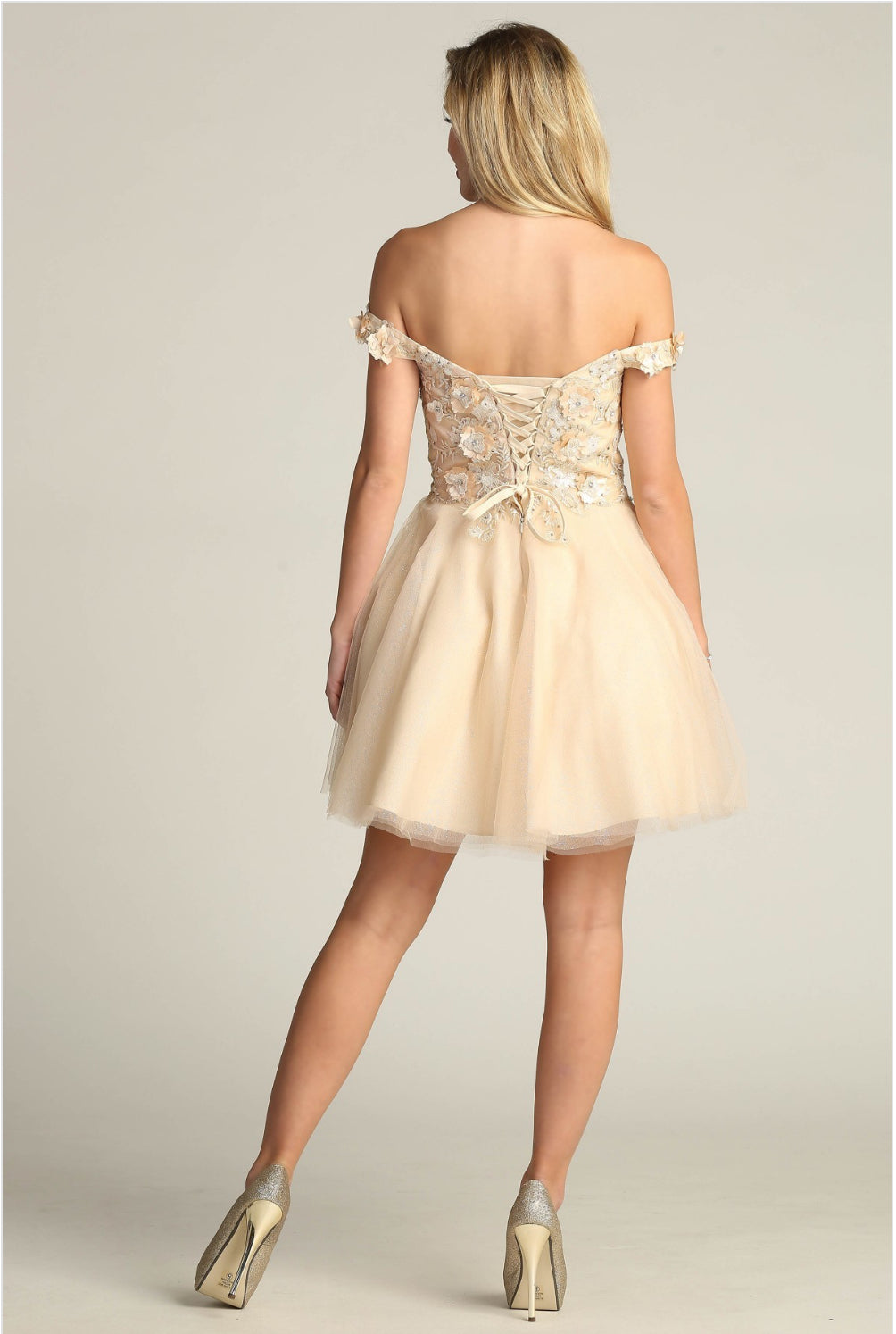 Chicas C315 Floor-Length Long Short Strappy Chic Style Fabric Dress