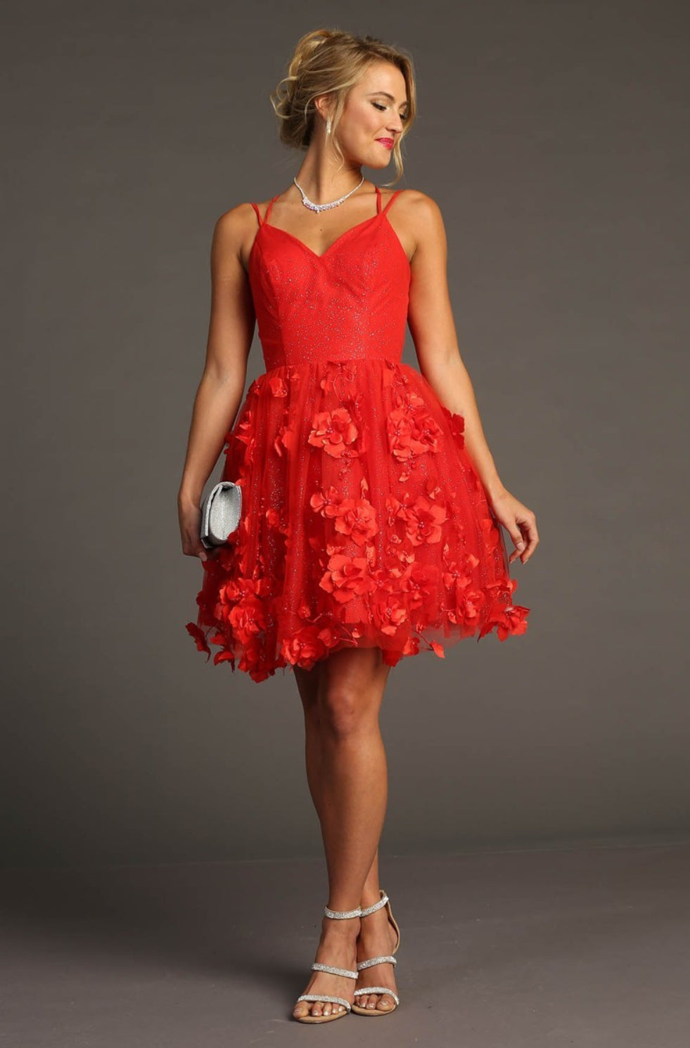 Chicas C319 Floor-Length Long Short Strappy Chic Style Fabric Dress