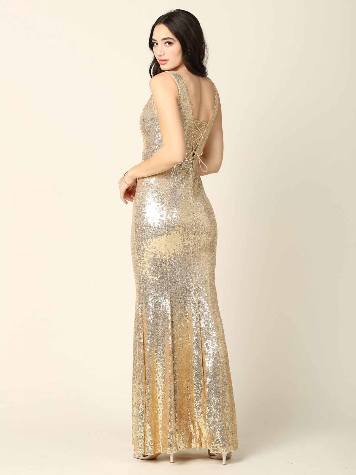 Eva USA 3384 Long Fitted Formal Sleeveless Prom Dress