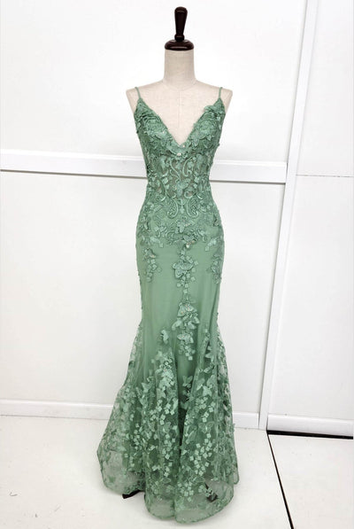 Chicas C816 Off-Shoulder Floral Maxi Corset High-Slit Feather Fabric Dress