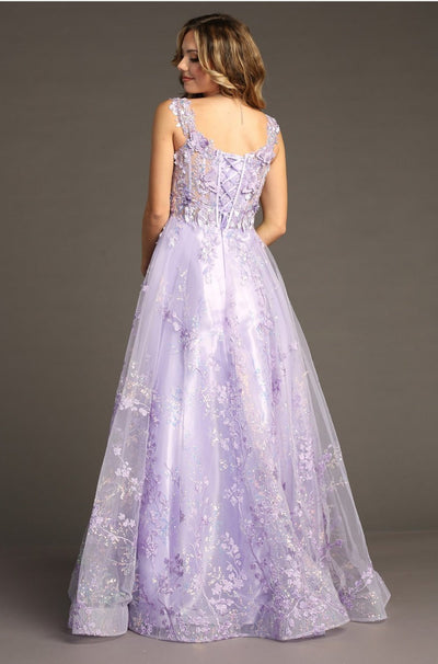 Chicas C818 Floor-Length Butterfly Petal Long Chic Style Fabric Dress