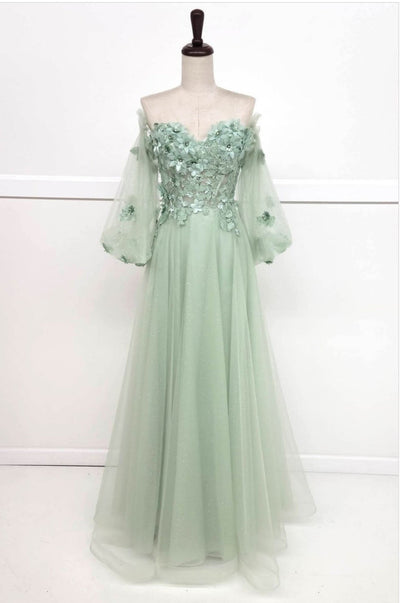 Chicas HF3096 A-Line Off-Shoulder Floral Maxi Style Fabric Dress
