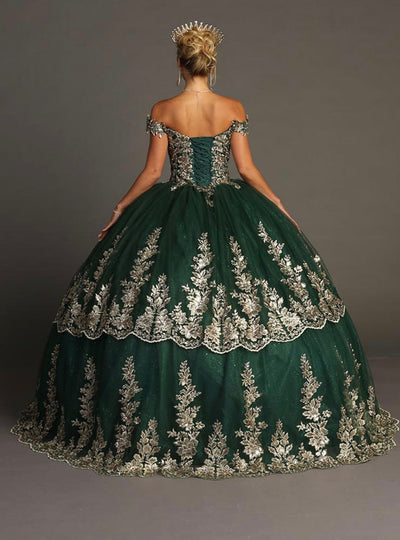Chicas HF3083 Elegant Royal BallDress Floor-Length Embroidered Cape Tulle Dress