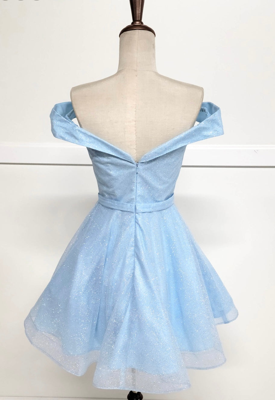 Chicas C323 Elegant Glitter Party Blue A-Line Sweetheart Fabric Dress