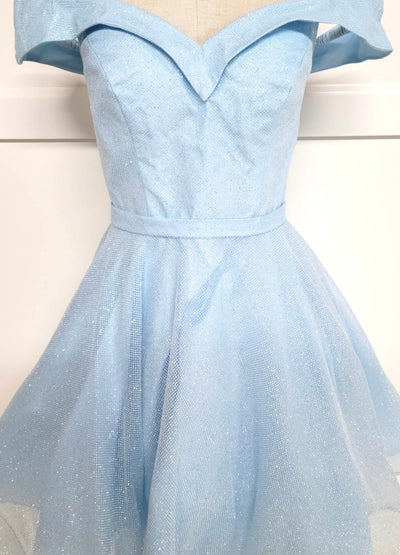 Chicas C323 Elegant Glitter Party Blue A-Line Sweetheart Fabric Dress