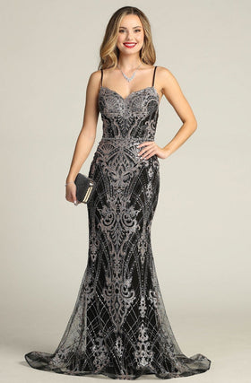 Chicas HF3053 Mermaid Floor-Length Strappy Formal Style Fabric Dress