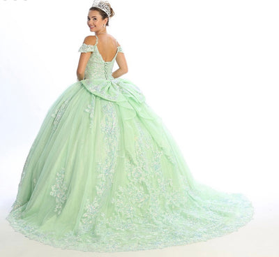Chicas HF3089 Printed Glitter Royal BallDress Sweetheart Floral Tulle Dress