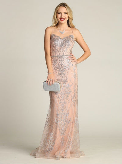 Chicas HF3053 Mermaid Floor-Length Strappy Formal Style Fabric Dress