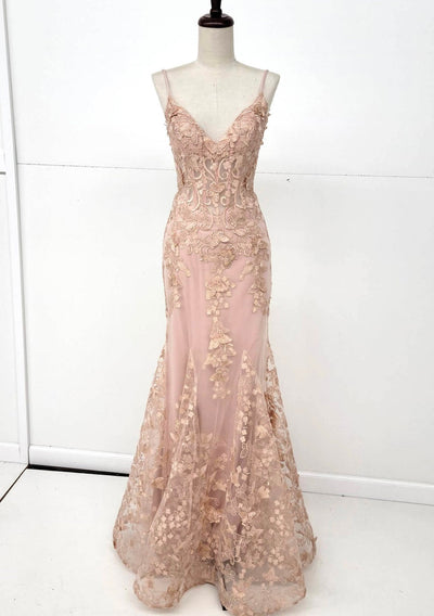 Chicas C816 Printed Prom Lilac Mermaid Spaghetti-Strap Butterfly Tulle Dress