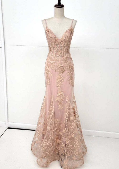 Chicas C816 Printed Prom Lilac Mermaid Spaghetti-Strap Butterfly Tulle Dress