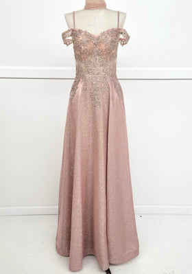 Chicas 4031 Romantic Printed Prom Rose A-Line Spaghetti-Strap Fabric Dress