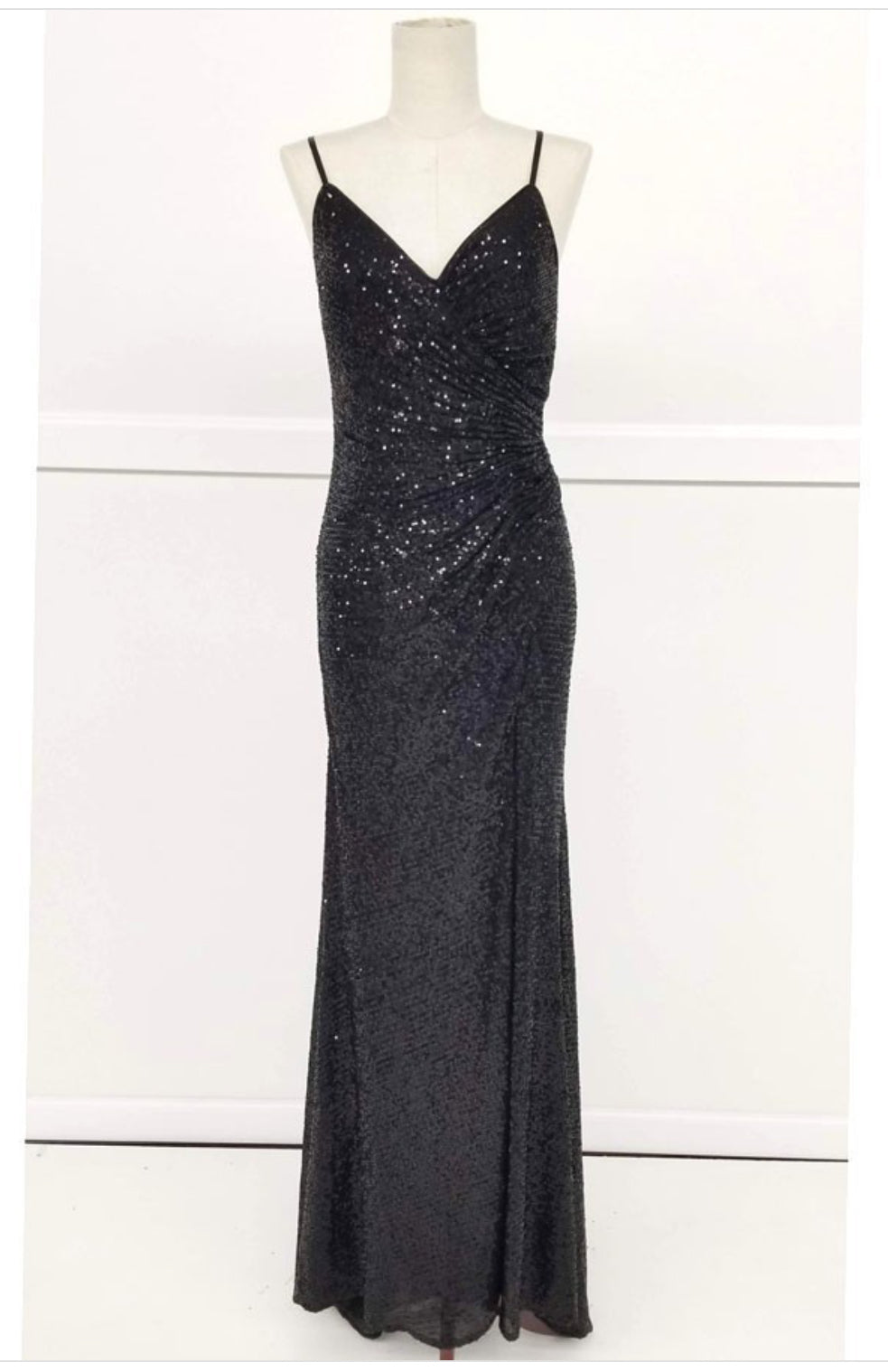 Chicas C2404 Long High-Slit Sequin Strappy Style Fabric Dress