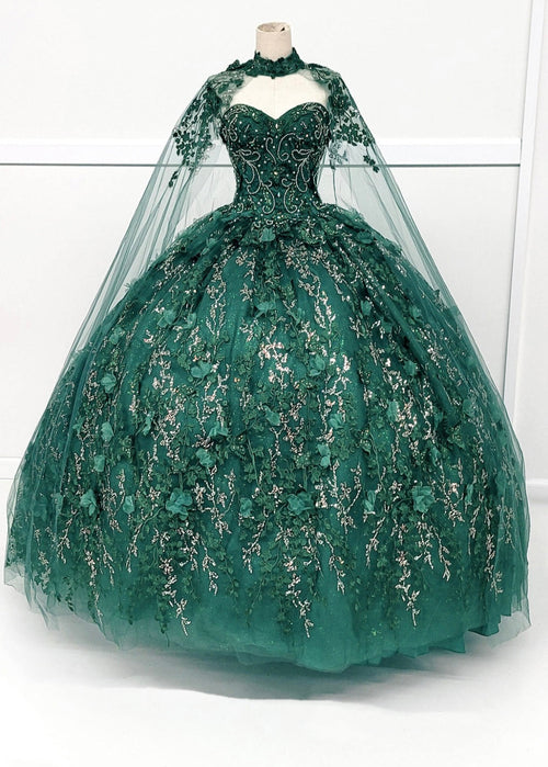 Chicas HF3067 Printed Glitter Quinceañera Blue BallDress Strapless Tulle Dress