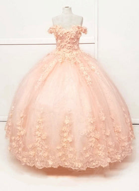 Chicas HF3054 Printed Quinceañera Blue BallDress Sweetheart Floral Tulle Dress