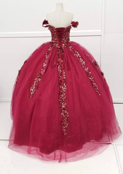 Chicas HF3056 Romantic Printed Red BallDress Sweetheart Floral Tulle Dress