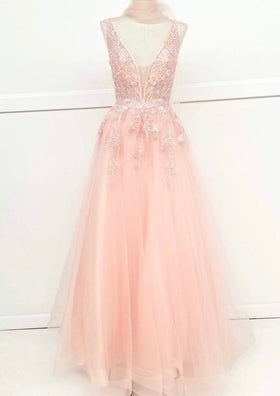 Chicas YG5023 Elegant Printed Prom Blush A-Line Illusion Tulle Dress
