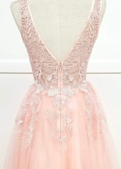 Chicas YG5023 Elegant Printed Prom Blush A-Line Illusion Tulle Dress