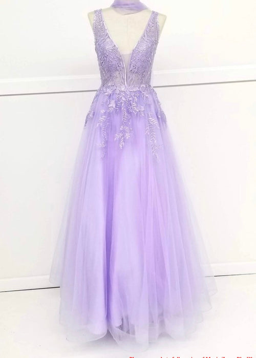 Chicas YG5023 Elegant Printed Prom Blush A-Line Illusion Tulle Dress