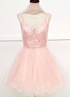 Chicas J005 Gold A-Line Short Beaded Sequin Strappy Tulle Dress