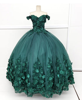 Chicas HF3030 Printed Quinceañera Red BallDress Floral Tulle Dress