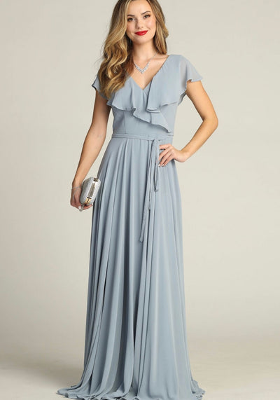 Chicas C2403 Floor-Length Elegant Evening Long Ruffled Chiffon Dress