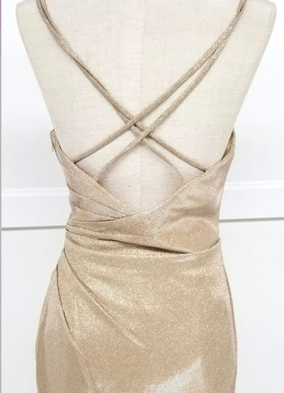 Chicas C749 Elegant Glitter Cocktail Blue Wrap Spaghetti-Strap Fabric Dress
