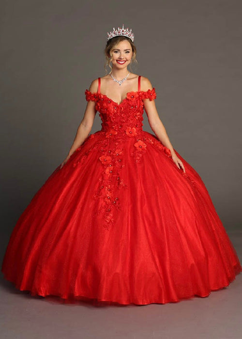 Chicas G20201 Romantic Printed Glitter Quinceañera Royal BallDress Tulle Dress