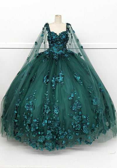 Chicas HF3018 Printed Royal BallDress Illusion Floral Tulle Dress