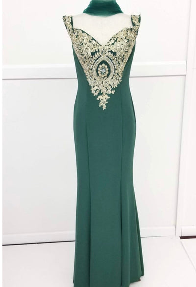 Chicas DM4011 Elegant Bridal Black Sleeveless Floor-Length Embroidered Fabric Dress