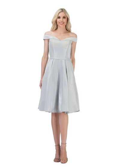 Chicas C7518 Elegant Cocktail Blue A-Line Sweetheart Short Fabric Dress