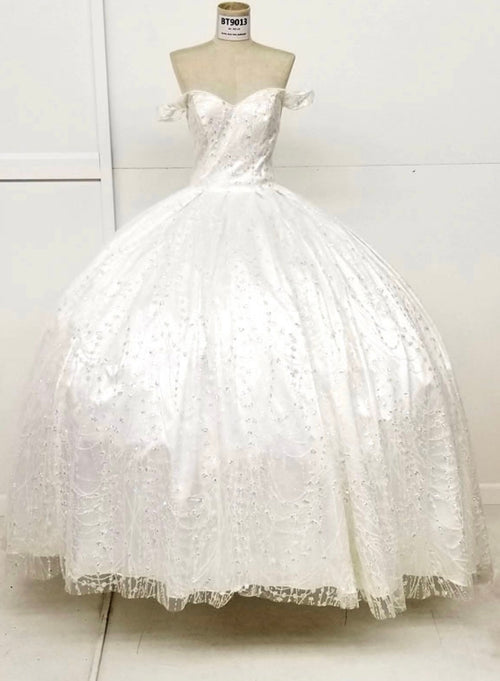 Chicas BT9013 Quinceañera Red BallDress Off-Shoulder Fabric Dress