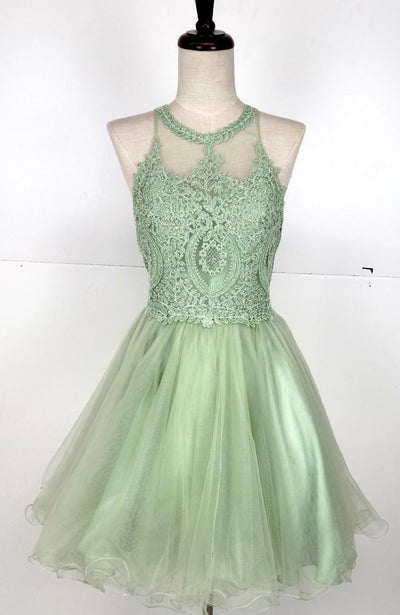 Chicas DM4002 Elegant Formal Halter Short Appliqué Style Tulle Dress