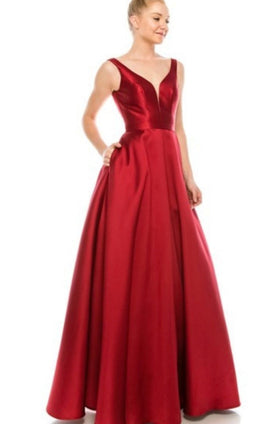 Chicas C9188 Elegant Prom BallDress Pocket Strappy Style Satin Dress