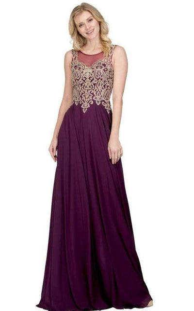 Chicas C9156 Formal Black Illusion Floor-Length Chiffon Dress