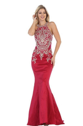 Chicas C9155 Prom Royal Mermaid Halter Floor-Length Fabric Dress