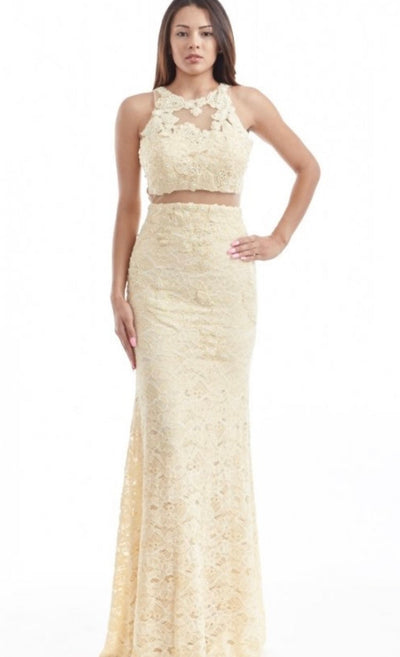 Chicas CR4225 Prom Black Mermaid Illusion Floor-Length Lace Dress