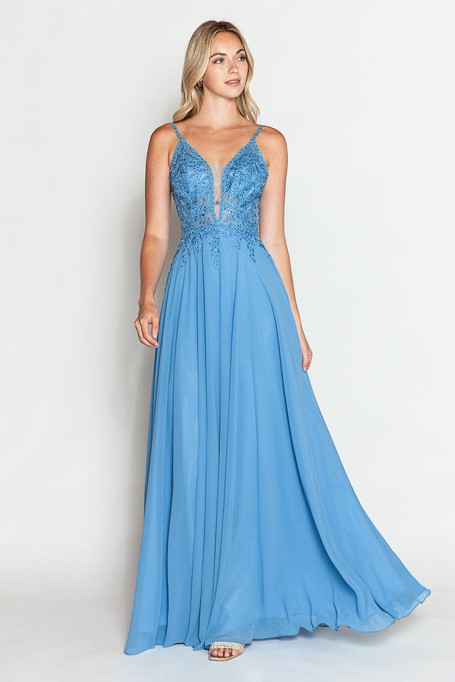 Vestido de fiesta formal sin mangas con escote en V transparente y corpiño de cuentas, bordado, de Lenovia 8185