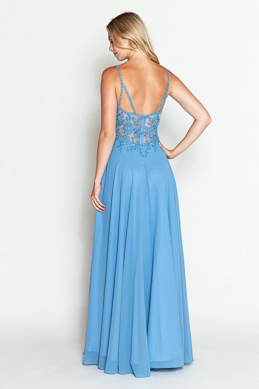 Vestido de fiesta formal sin mangas con escote en V transparente y corpiño de cuentas, bordado, de Lenovia 8185
