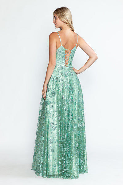 Lenovia 8241 Glitter Appliqué Mesh Tulle Sleeveless Dress