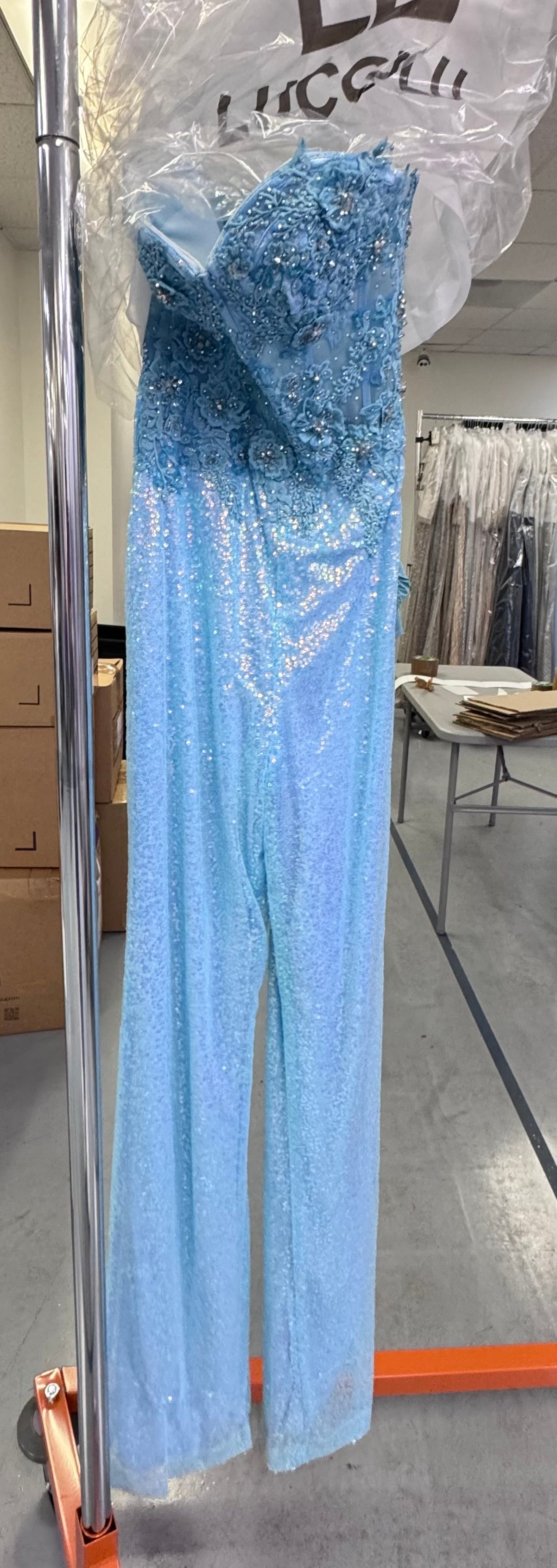 Sequin Strapless Corset Jumpsuit by Lucci Lu 1294