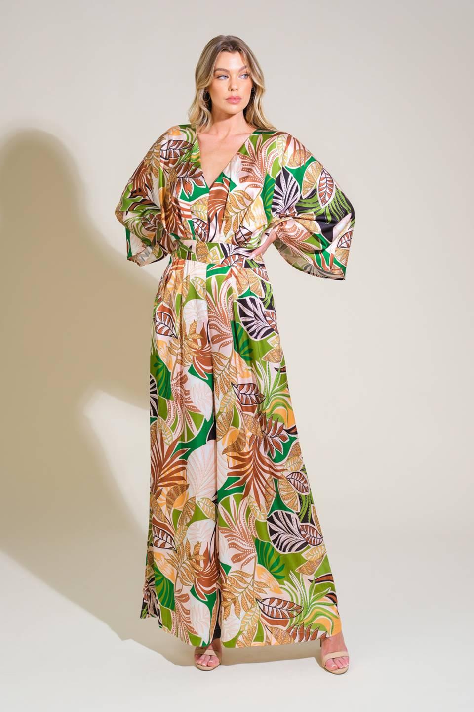 Flying Tomato GREEN BROWN JUMPSUIT