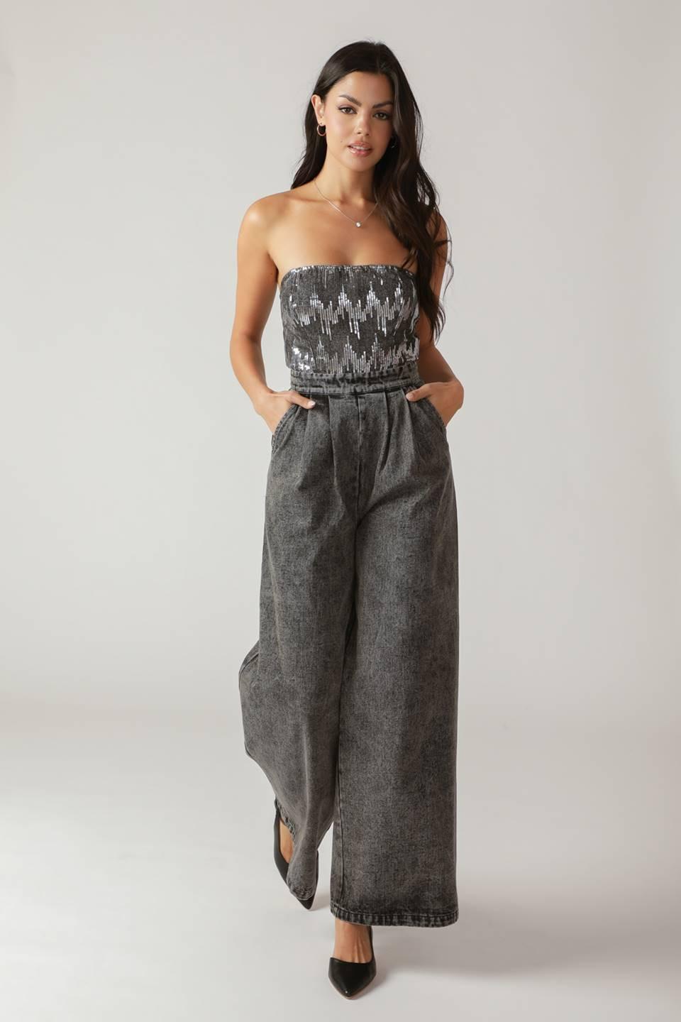 Flying Tomato WASHED BLACK JUMPSUIT