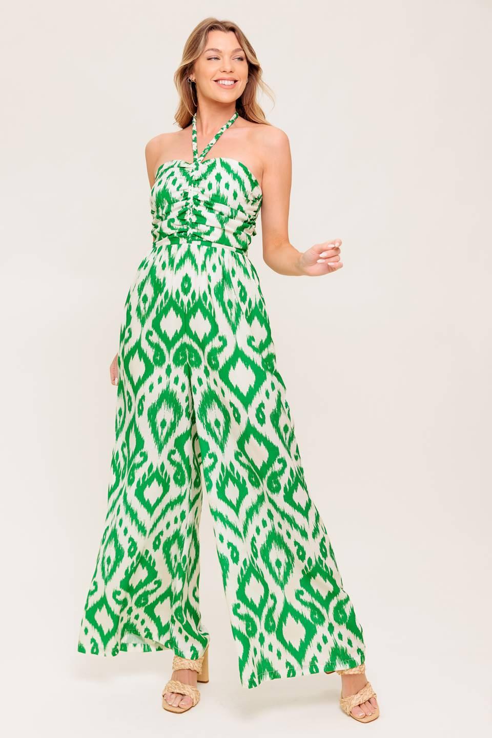 Flying Tomato IVORY GREEN JUMPSUIT