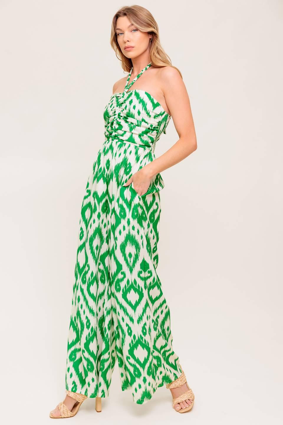 Flying Tomato IVORY GREEN JUMPSUIT