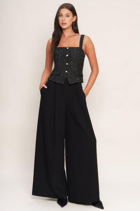 Flying Tomato 9074 Black Square-Neck Jumpsuit