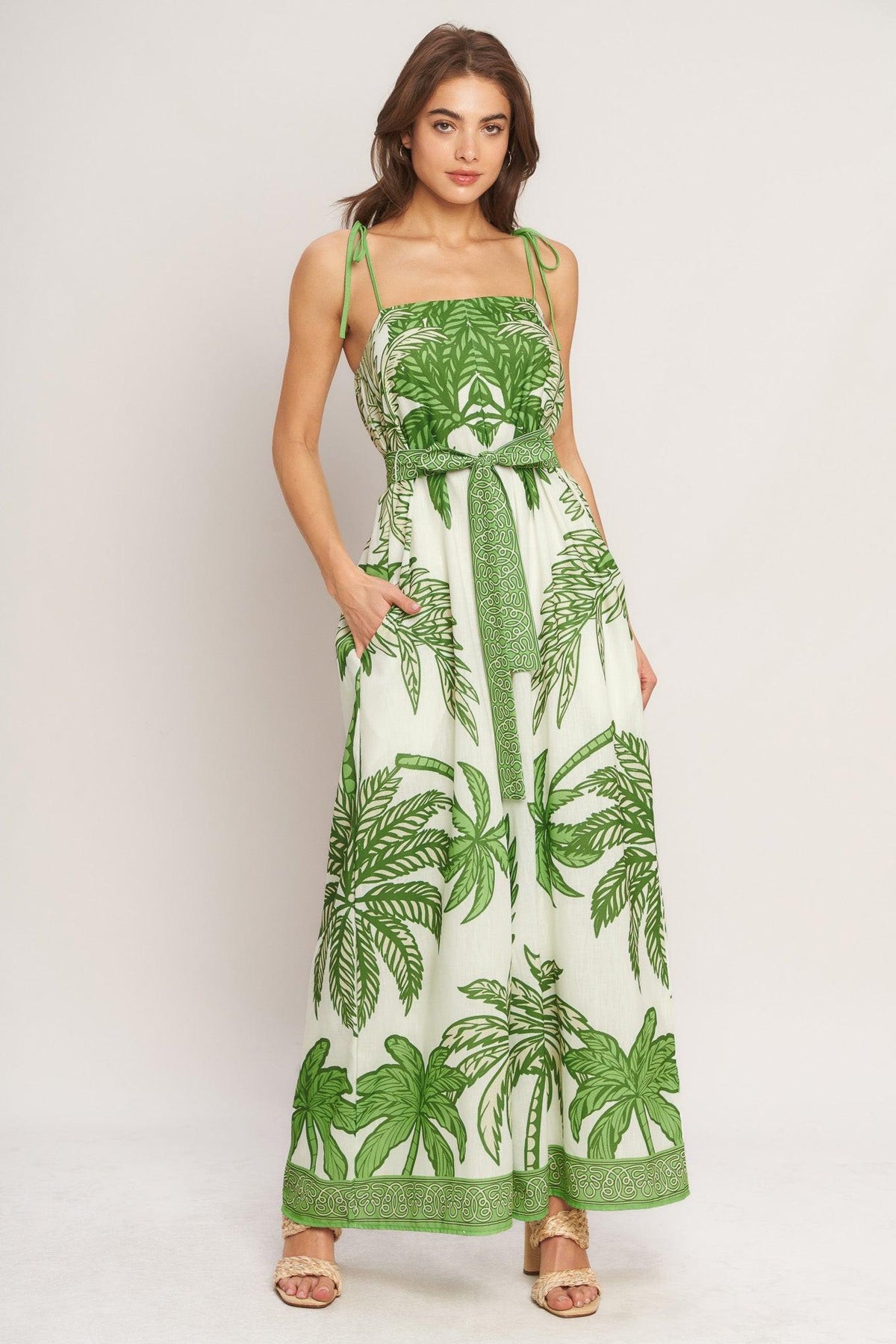 Flying Tomato IVORY GREEN JUMPSUIT
