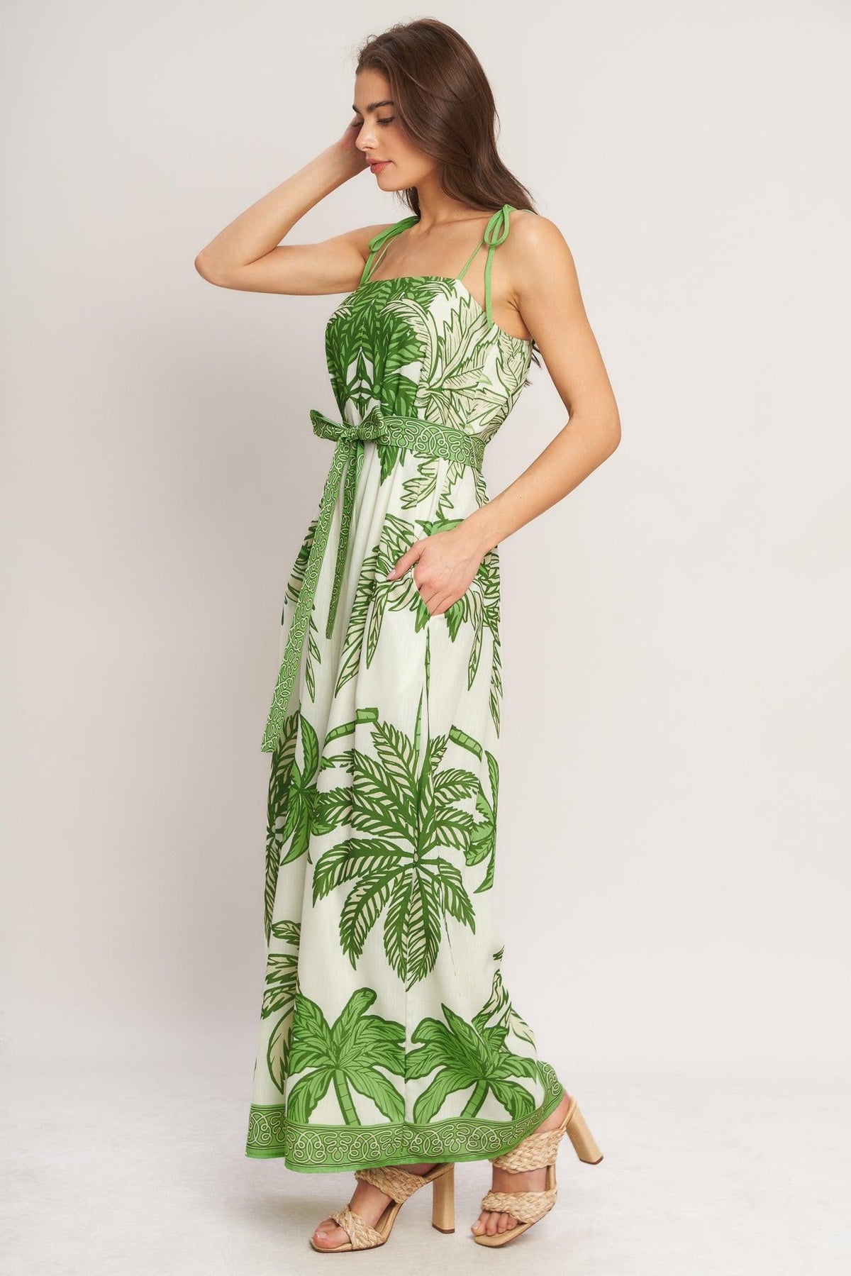 Flying Tomato IVORY GREEN JUMPSUIT