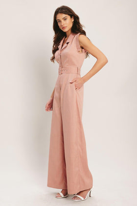 Flying Tomato 9198 Blush Sleeveless Jumpsuit