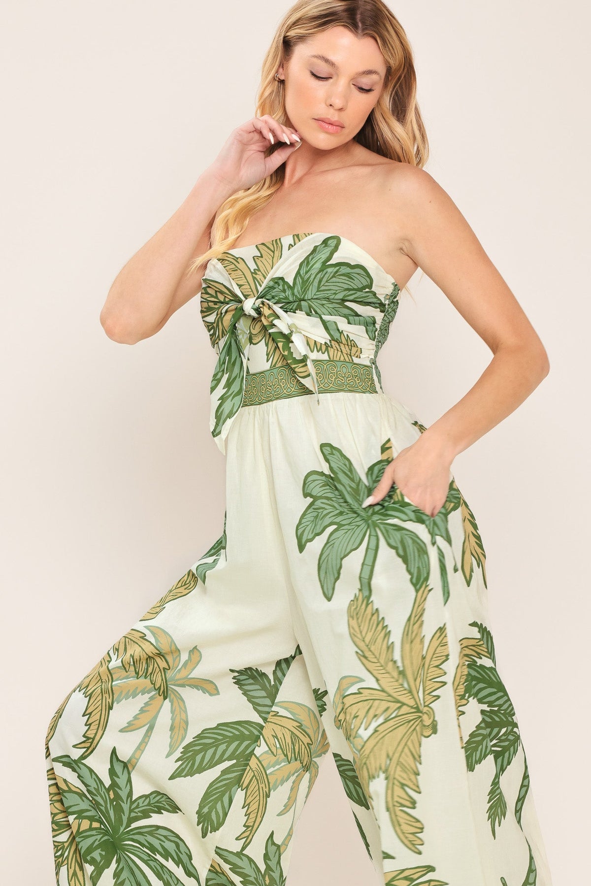 Flying Tomato IVORY OLIVE JUMPSUIT